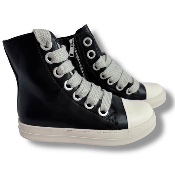 Impremey Unisex Black High Top Sneakers Platform Chunky Lace Up Side Zipper Sz 8 - Picture 16 of 16